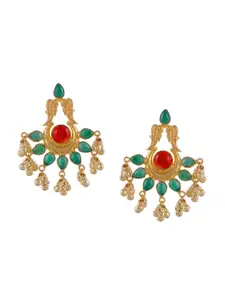 Silvermerc Designs Gold-Toned & Maroon Classic Drop Earrings