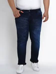 John Pride Plus Size Blue Regular Fit Mid-Rise Clean Look Stretchable Jeans