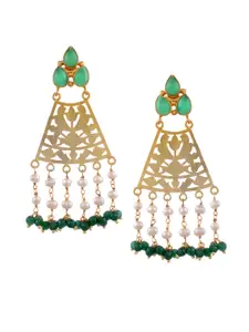 Silvermerc Designs Gold-Toned & Green Quirky Drop Earrings