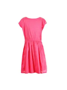 Miyo Girls Pink Printed A-Line Dress