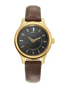 Titan Women Black & Brown Analogue Watch 2638YL01