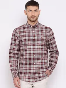 GANT Men Red & White Slim Fit Checked Casual Shirt