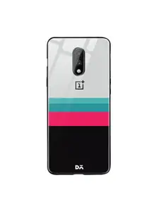 DailyObjects Black & Grey Color-Blocked OnePlus 7 Glass Mobile Case