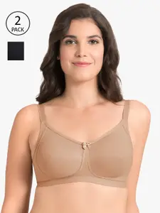 Ultimo Solid Pack of 2 Non Padded Wirefree Essential Cotton Super Support Bra - E0008
