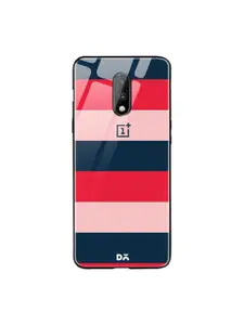 DailyObjects Navy Blue & Red Dark Lines OnePlus 7 Glass Mobile Case