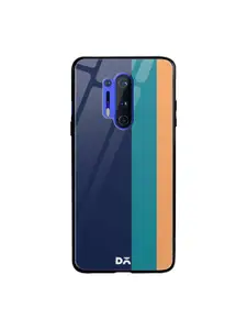 DailyObjects Navy Blue & Orange Vertical OnePlus 8 Pro Glass Mobile Case