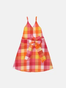 KIDKLO Girls Multicoloured Checked A-Line Dress