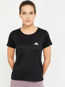 Kappa Women Black Solid Round Neck T-shirt