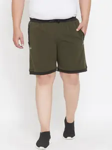 bigbanana Plus Size Men Olive Green Solid Regular Fit Regular Shorts