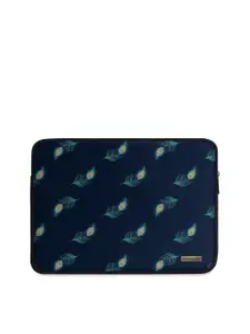 DailyObjects Unisex Navy Blue & Green Printed Laptop Sleeve