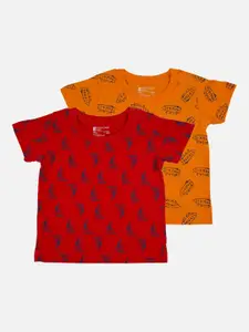 Bodycare First Boys Set Of 2 Red Printed Round Neck T-shirt