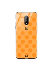 DailyObjects Orange Polka OnePlus 7 Glass Mobile Case