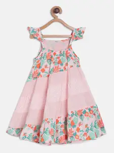 MINI KLUB Girls Multicoloured Floral Printed A-Line Dress