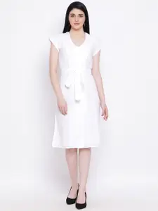 Oxolloxo Women White Solid A-Line Dress
