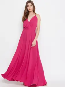Berrylush Pink Partywear Western Style Maxi Gown