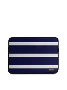 DailyObjects Unisex Navy Blue & White Striped 11 inch Laptop Sleeve