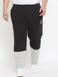 bigbanana Plus Size Men Black  Grey Colourblocked Track Pants