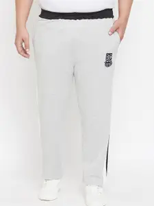 bigbanana Plus Size Men Grey Solid Straight-Fit Track Pants