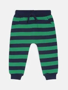 MINI KLUB MINI KLUB Infant Boys Green & Black Striped Knitted Joggers