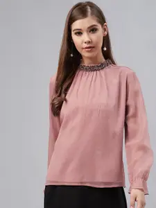 Marie Claire Women Pink Embellished Top