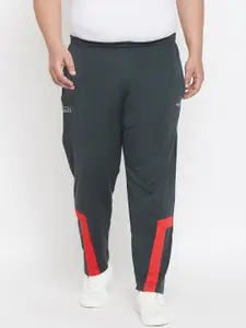 bigbanana Plus Size Men Olive Green Solid Straight-Fit Track Pants