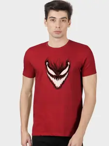 Free Authority Men Red Venom Print Round Neck T-shirt