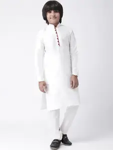 Hangup Boys White Solid Kurta with Pyjamas