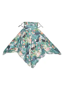 SWAYAM Women Teal Green Printed 3-Ply Reusable Adjustable Scarf Style Cloth Mask