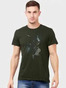 Free Authority Men Olive Green Venom Printed T-shirt