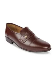 Liberty Liberty Men Brown Solid Leather Formal Slip-Ons