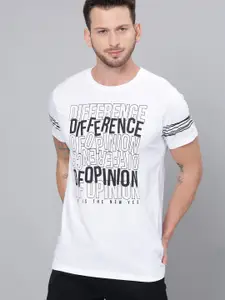 Difference of Opinion Men White Printed Round Neck T-shirt