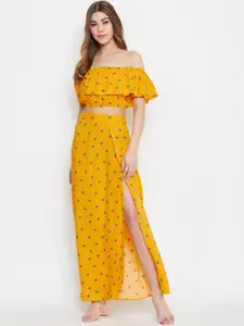 Berrylush Women Yellow Printed Two-Piece Dress