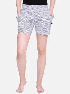 PROTEENS Women White & Black Printed Lounge Shorts