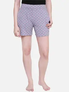 PROTEENS Women Grey Melange & Pink Printed Lounge Shorts