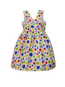 Wish Karo Girls Multicoloured Polka Dot Print Fit and Flare Dress