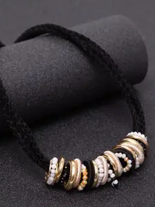 Madame Women Black & Rose Gold-Plated Swede Metal Necklace