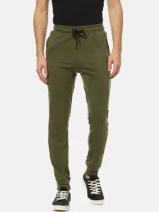 Campus Sutra Men Olive Green Solid Joggers
