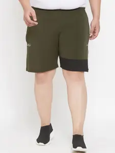 bigbanana Plus Size Men Olive Green Solid Regular Fit Shorts