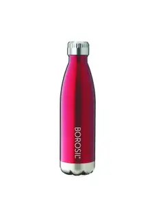 BOROSIL Hydra Bolt Red Solid Trans Bolt Steel Vacuum Insulated Flask Water Bottle