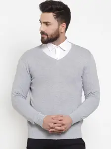 ARMISTO Men Grey Melange Solid Wool Pullover Sweater