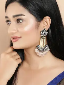 Rubans Silver-Plated & Pink Classic Drop Earrings