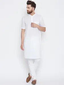 even Men White Solid Straight Kurta