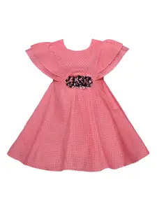 Wish Karo Girls Pink Printed Fit and Flare Dress