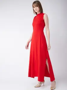Miss Chase Women Red Solid Maxi Dress