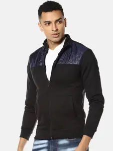 Campus Sutra Men Black Solid Windcheater Padded Jacket