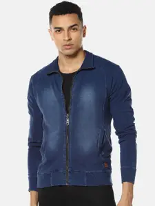 Campus Sutra Men Blue Solid Denim Jacket