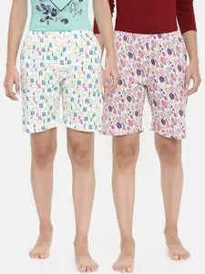 zebu Women Pack Of 2 Multicoloured Printed Lounge Shorts