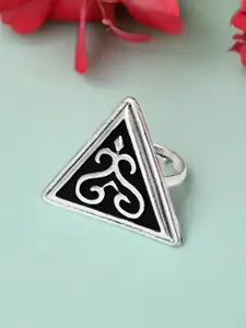 Rubans Oxidised Silver-Plated Enameled Handcrafted Adjustable Finger Ring