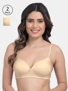 Tweens Nude-Coloured Solid Non-Wired Heavily Padded Everyday Bra 1570-SK-2PC-30B