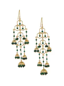 Silvermerc Designs Gold & Green Gold Plated Dome Shaped Jhumkas